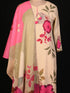 Beige Thread Work Cotton Kurti Set
